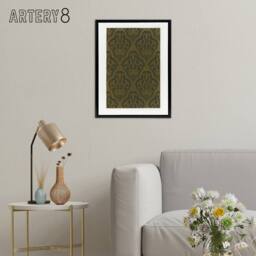 "Artery8 Lily & Crown Art Deco Pattern Audsley Framed Canvas Wall Art Print in Gold - Size: W12"" x H16""" - thumbnail 3