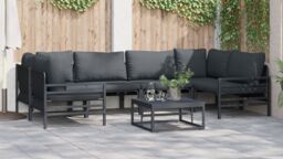 Berkfield Home Garden Sofa Set 6 pcs Anthracite Steel - thumbnail 4