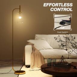 Wyld Haus Lamittu Gold Tone Metal Floor Lamp with Textured Glass Shade - thumbnail 7
