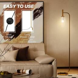 Wyld Haus Lamittu Gold Tone Metal Floor Lamp with Textured Glass Shade - thumbnail 6