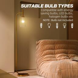 Wyld Haus Lamittu Gold Tone Metal Floor Lamp with Textured Glass Shade - thumbnail 8