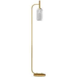 Wyld Haus Lamittu Gold Tone Metal Floor Lamp with Textured Glass Shade - thumbnail 2
