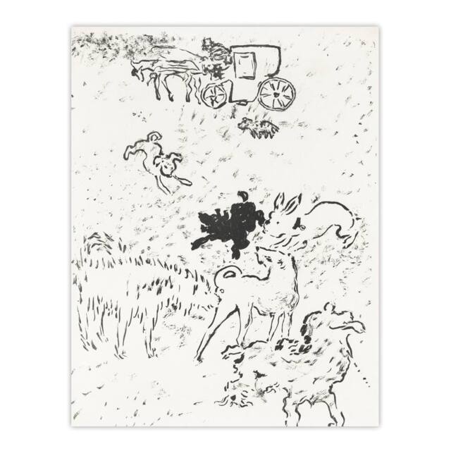 "Artery8 The Dogs Art Nouveau Drawing Pierre Bonnard Wall Art Poster Print in White - Size: W18"" x H24""" - image 1