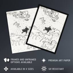 "Artery8 The Dogs Art Nouveau Drawing Pierre Bonnard Wall Art Poster Print in White - Size: W18"" x H24""" - thumbnail 2