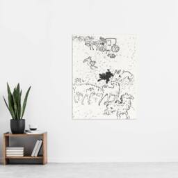 "Artery8 The Dogs Art Nouveau Drawing Pierre Bonnard Wall Art Poster Print in White - Size: W18"" x H24""" - thumbnail 4