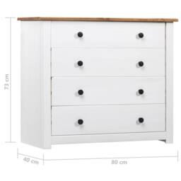 Berkfield Home Side Cabinet White 80x40x73 cm Pine Panama Range - Size: 80 x 40 x 73 cm - thumbnail 6