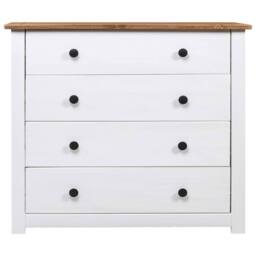 Berkfield Home Side Cabinet White 80x40x73 cm Pine Panama Range - Size: 80 x 40 x 73 cm - thumbnail 2