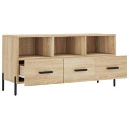 Berkfield Home TV Cabinet Sonoma Oak 102x36x50 cm Engineered Wood in Light Tan - Size: 102 x 36 x 50 cm - thumbnail 6