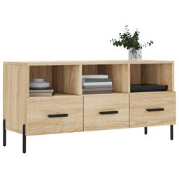 Berkfield Home TV Cabinet Sonoma Oak 102x36x50 cm Engineered Wood in Light Tan - Size: 102 x 36 x 50 cm - thumbnail 3