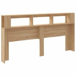 Berkfield Home LED Headboard Sonoma Oak 200 cm Engineered Wood in Light Brown - thumbnail 6