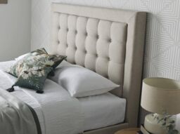 Rest Relax Barcelona Oatmeal Fabric Ottoman Bed in Natural - Size: Double - thumbnail 2