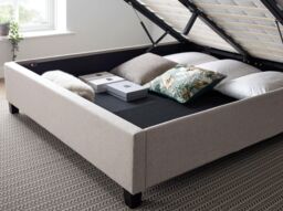 Rest Relax Barcelona Oatmeal Fabric Ottoman Bed in Natural - Size: Double - thumbnail 4