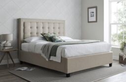 Rest Relax Barcelona Oatmeal Fabric Ottoman Bed in Natural - Size: Double - thumbnail 3