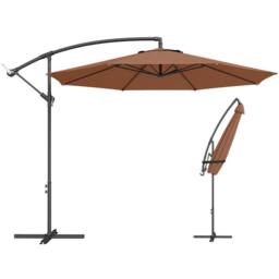 OUTSUNNY 3(m) Garden Banana Parasol Cantilever Umbrella w/ Base, Coffee in Brown - Size: 3m x 3m - thumbnail 2