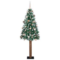 Berkfield Home Slim Christmas Tree with 300 LEDs Green & White 180 cm - thumbnail 2