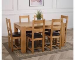 Thats Furniture Kuba 150 x 85 cm Chunky Medium Oak Dining Table & 6 Lincoln Chairs in Brown - thumbnail 3