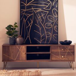 Orsina Sturdy Design Media Unit, Sturdy Construction Of Wooden Tv Stand With Storage, Versatile Living Room TV Unit in Brown - thumbnail 1
