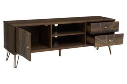 Orsina Sturdy Design Media Unit, Sturdy Construction Of Wooden Tv Stand With Storage, Versatile Living Room TV Unit in Brown - thumbnail 3