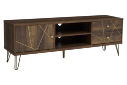 Orsina Sturdy Design Media Unit, Sturdy Construction Of Wooden Tv Stand With Storage, Versatile Living Room TV Unit in Brown - thumbnail 2