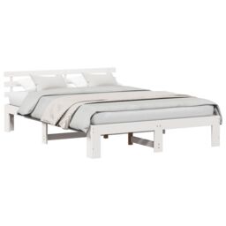 Berkfield Home Wood Bed Frame White Wood 160 x 200 cm Durable White Bed Frame - thumbnail 3
