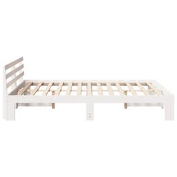 Berkfield Home Wood Bed Frame White Wood 160 x 200 cm Durable White Bed Frame - thumbnail 7