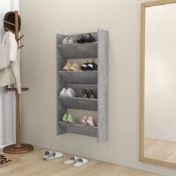 Berkfield Home Wall Shoe Cabinets 2 pcs Concrete Grey 60x18x60 cm Engineered Wood - Size: 60 x 18 x 60 cm - thumbnail 3