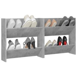 Berkfield Home Wall Shoe Cabinets 2 pcs Concrete Grey 60x18x60 cm Engineered Wood - Size: 60 x 18 x 60 cm - thumbnail 4
