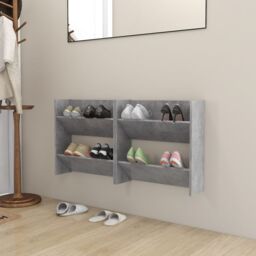 Berkfield Home Wall Shoe Cabinets 2 pcs Concrete Grey 60x18x60 cm Engineered Wood - Size: 60 x 18 x 60 cm - thumbnail 1