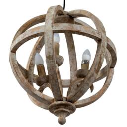 Lemon Pavilion Furniture and Decor Solara Orb Pendant Ceiling Light - Wood - L42 x W42 x H52 cm - Brown in Light Brown - thumbnail 3