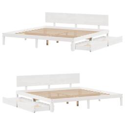 Berkfield Home Decorative Bed Frame with Drawers without Mattress White 200x200 cm - thumbnail 9