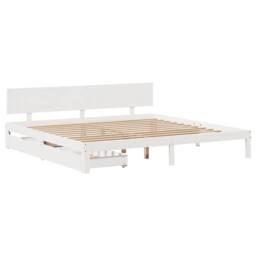 Berkfield Home Decorative Bed Frame with Drawers without Mattress White 200x200 cm - thumbnail 1