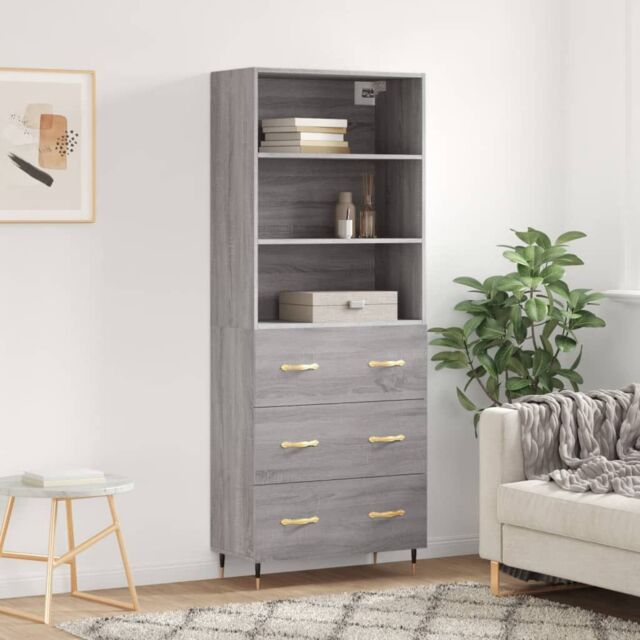 Berkfield Home Highboard Grey Sonoma 69.5x34x180 cm Engineered Wood - image 1