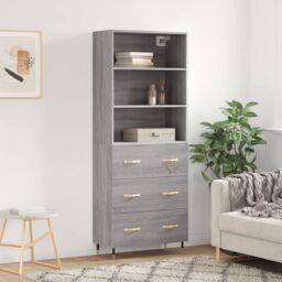 Berkfield Home Highboard Grey Sonoma 69.5x34x180 cm Engineered Wood - thumbnail 1