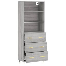 Berkfield Home Highboard Grey Sonoma 69.5x34x180 cm Engineered Wood - thumbnail 4