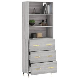 Berkfield Home Highboard Grey Sonoma 69.5x34x180 cm Engineered Wood - thumbnail 3