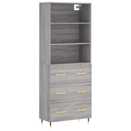 Berkfield Home Highboard Grey Sonoma 69.5x34x180 cm Engineered Wood - thumbnail 2