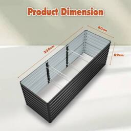 Nordara 190*34-Outdoor Planter Vegetable Flower Planting Box in Black - Size: 2kg - thumbnail 2