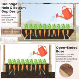Costway 2M Raised Garden Bed Fir Wood Climbing Planter Box w/ 2-Sided Trellis in Natural - thumbnail 6