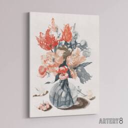 "Artery8 Glass Vase With Spring Flowers Johan Teyler Canvas Wall Art in White - Size: W18"" x H24""" - thumbnail 2