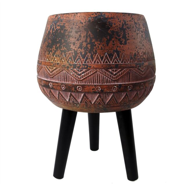 Leaf 44cm x 30cm Large Zaturn Planter Brown / Black with Legs Large in Dark Brown - Size: 44 cm x 30 cm - image 1
