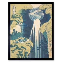"Artery8 Hokusai Amida Falls Far Reaches Kisokaido Road 12x16"" Framed Art Print in Blue - Size: W12"" x H16""" - thumbnail 1
