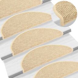 Berkfield Home Stair Mats Self-adhesive Sisal-Look 15 pcs 65x21x4 cm Beige - Size: Medium - thumbnail 1