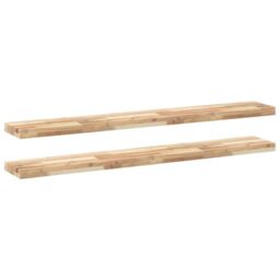 Berkfield Home Floating Shelves 2 pcs 160x20x4 cm Untreated Solid Wood Acacia in Brown - Size: 160 x 20 x 4 cm - thumbnail 2