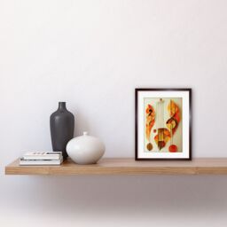 "Artery8 Wall Art Print Modern Abstract Musical Symbol Clef & Staff in Warm Autumn Colours Artwork Framed 9X7 Inch in Brown - Size: W7"" x H9""" - thumbnail 2