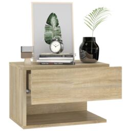 Berkfield Home Wall-mounted Bedside Cabinet Sonoma Oak in Brown - thumbnail 4