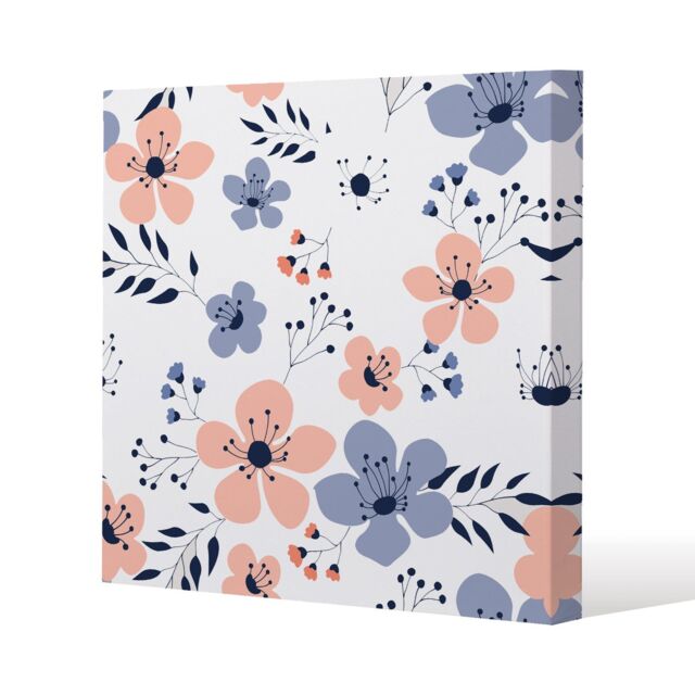 Benjamin Tate Design Pink & Blue Flowers (Canvas Print) / 46 x 46 x 4cm in Natural - Size: 46 x 46 x 4 cm - image 1