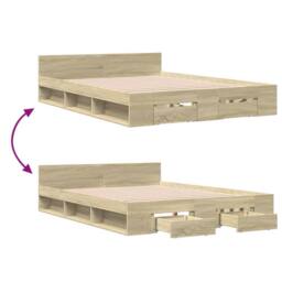Berkfield Home Modern Bed Frame with Drawers without Mattress Sonoma Oak 160x200 cm in Light Brown - thumbnail 7