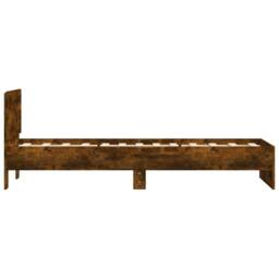 Berkfield Home Durable Bed Frame without Mattress with Headboard Smoked Oak 90x200 cm in Brown - thumbnail 6