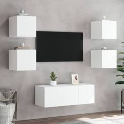 Berkfield Home TV Wall Cabinet with LED Lights White 30.5x35x30 cm - thumbnail 6