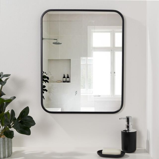 OHS Bathroom Mirror Metal Framed Vanity Wall Mounted Home Décor in Black - image 1